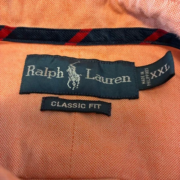 Ralph Lauren Mens Orange Button Down Oxford Classic Fit Shirt XXL - Picture 4 of 4